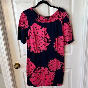 Trina Turk Black Top with Pink Floral Design